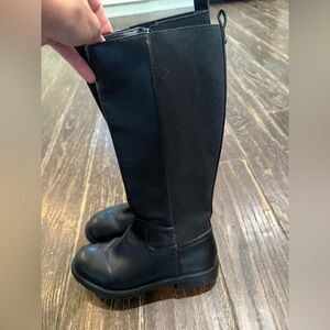 Jenni Black Leather Flocking Boots
